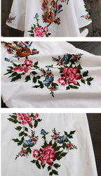 Women Dresses Women's Embroidered Dress Summer Loose Short Sleeve Skirt Vestido De Mujer Femme Robe