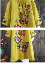 Women Dresses Women's Embroidered Dress Summer Loose Short Sleeve Skirt Vestido De Mujer Femme Robe