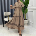 Muslim Dresses for Women Spring New Product Turn-down Collar Casual Abayas Elegant Good Fabric Turkey Saudi Camel Clothing